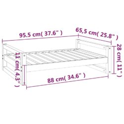 Hundeseng hvit 95,5×65,5×28 cm heltre furu