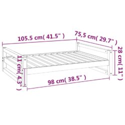 Hundeseng svart 105,5×75,5×28 cm heltre furu