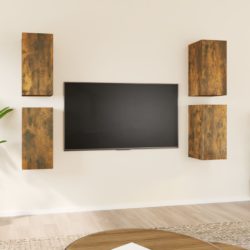 TV-benker 4 stk røkt eik 30,5x30x60 cm konstruert tre