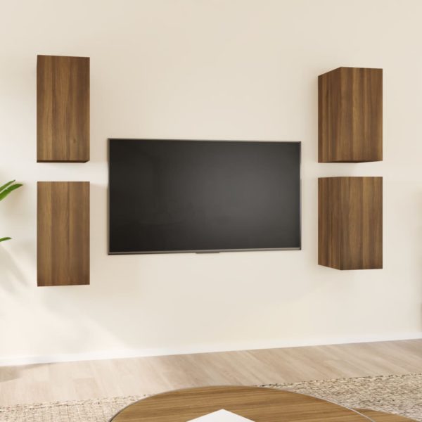 TV-benker 4 stk brun eik 30,5x30x60 cm konstruert tre