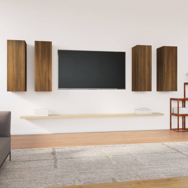 TV-benker 4 stk brun eik 30,5x30x90 cm konstruert tre