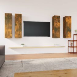 TV-benker 4 stk røkt eik 30,5x30x110 cm konstruert tre