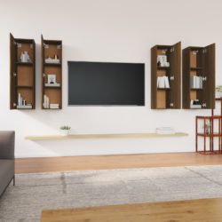 TV-benker 4 stk brun eik 30,5x30x110 cm konstruert tre