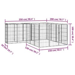 Hundegrind med 18 paneler svart 50×100 cm pulverlakkert stål