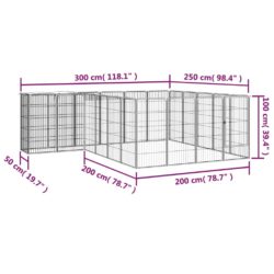 Hundegrind med 22 paneler svart 50×100 cm pulverlakkert stål