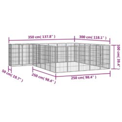 Hundegrind med 26 paneler svart 50×100 cm pulverlakkert stål