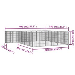 Hundegrind med 30 paneler svart 50×100 cm pulverlakkert stål