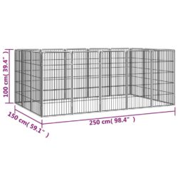 Hundegrind med 16 paneler svart 50×100 cm pulverlakkert stål