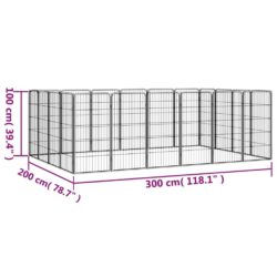 Hundegrind med 20 paneler svart 50×100 cm pulverlakkert stål