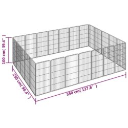 Hundegrind med 24 paneler svart 50×100 cm pulverlakkert stål