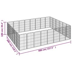 Hundegrind med 28 paneler svart 50×100 cm pulverlakkert stål