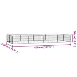 Hundegrind med 12 paneler svart 100×50 cm pulverlakkert stål