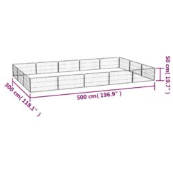 Hundegrind med 16 paneler svart 100×50 cm pulverlakkert stål