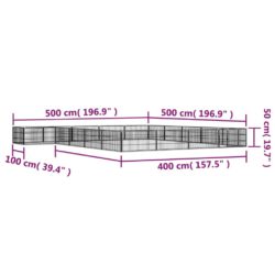 Hundegrind med 20 paneler svart 100×50 cm pulverlakkert stål