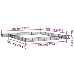 Hundegrind med 32 paneler svart 100×50 cm pulverlakkert stål