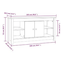 TV-benk hvit 103×36,5×52 cm heltre furu