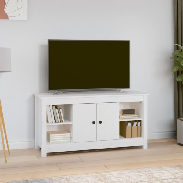 TV-benk hvit 103×36,5×52 cm heltre furu