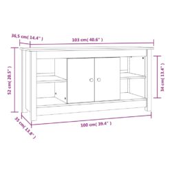 TV-benk grå 103×36,5×52 cm heltre furu