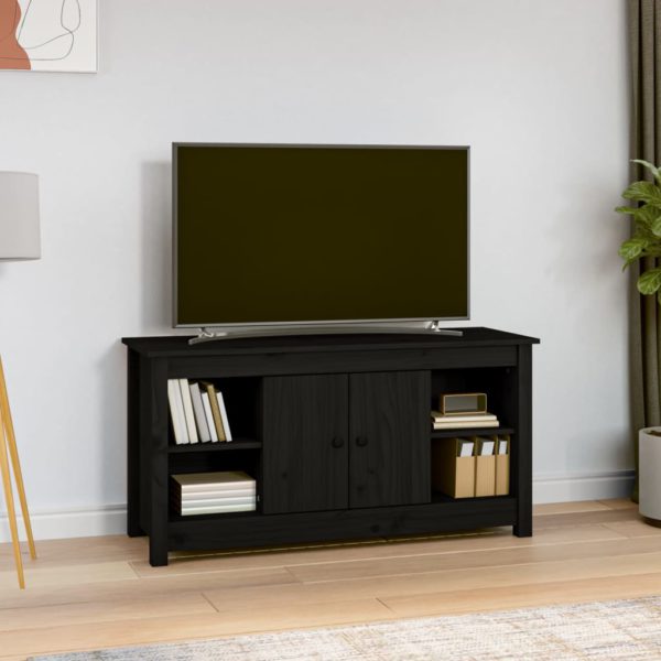 TV-benk svart 103×36,5×52 cm heltre furu