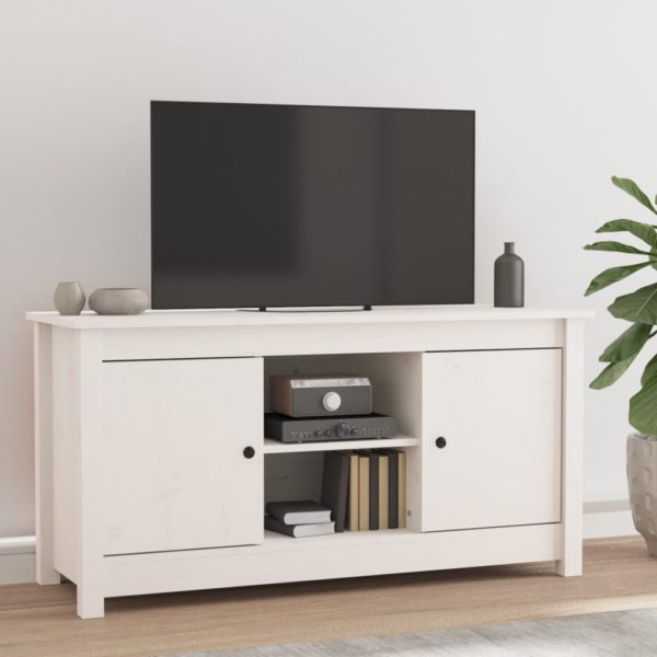 TV-benk hvit 103×36,5×52 cm heltre furu