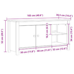 TV-benk 103×36,5×52 cm heltre furu