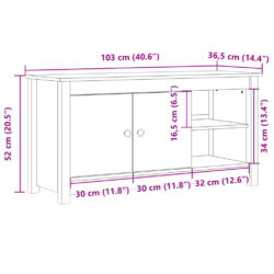 TV-benk grå 103×36,5×52 cm heltre furu