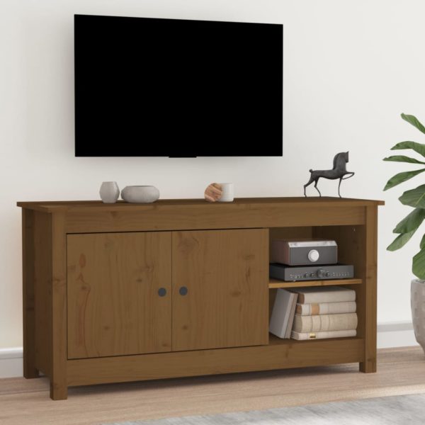 TV-benk honningbrun 103×36,5×52 cm heltre furu