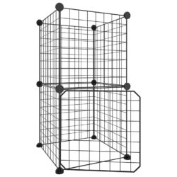 Dyrebur 8 paneler med dør svart 35×35 cm stål