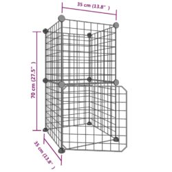 Dyrebur 8 paneler med dør svart 35×35 cm stål