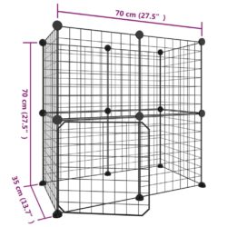 Dyrebur 12 paneler med dør svart 35×35 cm stål