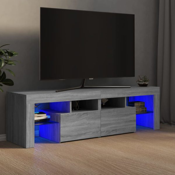 TV-benk med LED grå sonoma 140×36,5×40 cm