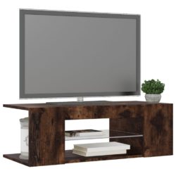 TV-benk med LED-lys røkt eik 90x39x30 cm