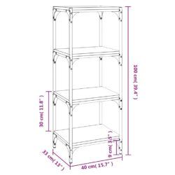 Bokhylle brun eik 40x33x100 cm konstruert tre og stål