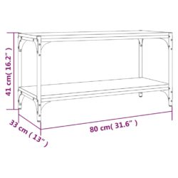 TV-benk brun eik 80x33x41 cm konstruert tre og stål