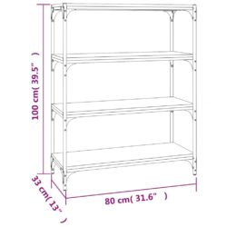 Bokhyllesvart 80x33x100 cm konstruert tre og stål