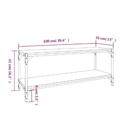 TV-benk grå sonoma 100x33x41 cm konstruert tre og stål