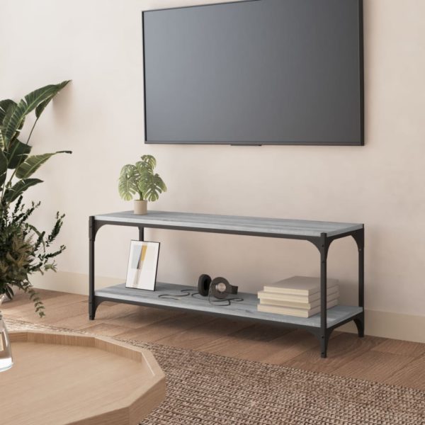 TV-benk grå sonoma 100x33x41 cm konstruert tre og stål