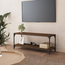 TV-benk brun eik 100x33x41 cm konstruert tre og stål