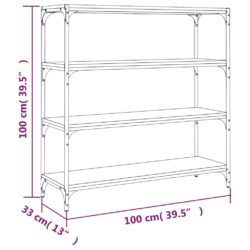 Bokhylle Sonoma eik 100x33x100 cm konstruert tre og stål