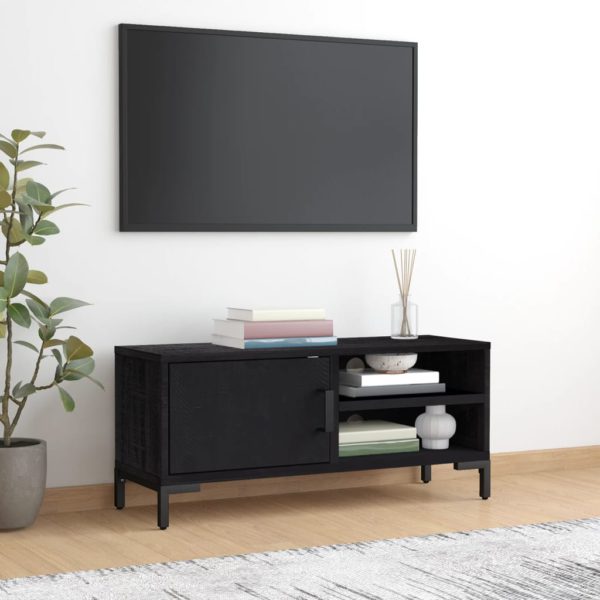 TV-benk svart 90x30x40 cm heltre furu