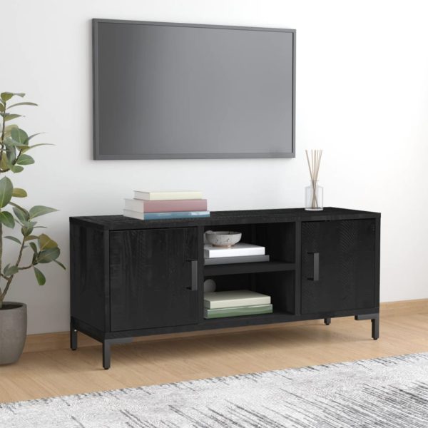 TV-benk svart 110x35x48 cm heltre furu