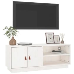 TV-benk hvit 105x34x40 cm heltre furu