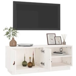 TV-benk hvit 105x34x40 cm heltre furu