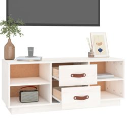 TV-benk hvit 100x34x40 cm heltre furu