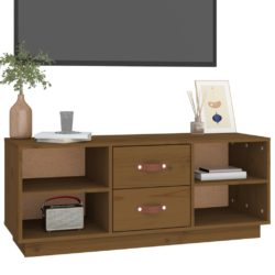 TV-benk honningbrun 100x34x40 cm heltre furu