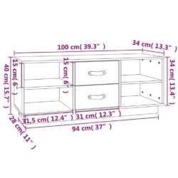 TV-benk svart 100x34x40 cm heltre furu