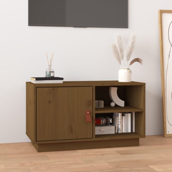 TV-benk honningbrun 70x34x40 cm heltre furu