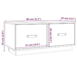 TV-benk hvit 80x34x35 cm heltre furu