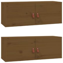 Veggskap 2 stk honningbrun 80x30x30 cm heltre furu