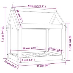 Hundeseng honningbrun 71x55x70 cm heltre furu